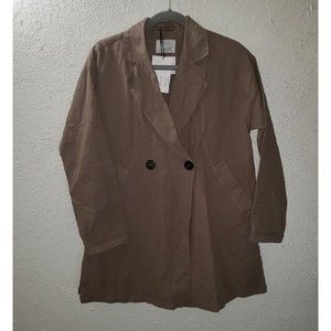 NWT Zara Linen Jacket Fits Women's S/M Youth Girls Sz 13-14 Brown Casual Blazer